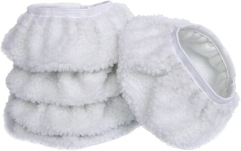Car Polishing Bonnet Pads, 5PCS Lamb Wool Polishing Buffing Pad Wool Bonnet Pad, Car Polisher Pad Applicator Pad Buffling Car Buffer Waxer for Car Care-White (9-10Inch) in Saudi Arabia