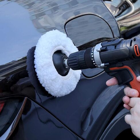 Car Polishing Bonnet Pads, 5PCS Lamb Wool Polishing Buffing Pad Wool Bonnet Pad, Car Polisher Pad Applicator Pad Buffling Car Buffer Waxer for Car Care-White (9-10Inch) in Saudi Arabia