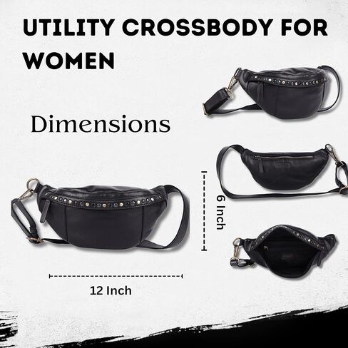 Genuine Italian Leather Boho Studded Waist Bag – Stylish & Durable Unisex Travel Fanny Pack for Essentials (Navy) in Saudi Arabia