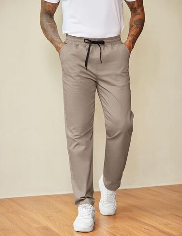 COOFANDY Men's Casual Pants Drawstring Elastic Waist Chino Pants Straight Leg Slacks Cotton Twill Trousers with Pockets in Saudi Arabia