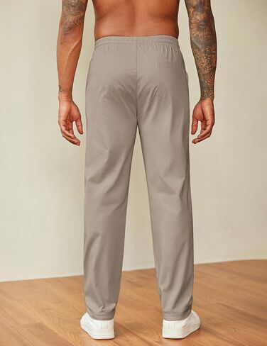 COOFANDY Men's Casual Pants Drawstring Elastic Waist Chino Pants Straight Leg Slacks Cotton Twill Trousers with Pockets in Saudi Arabia