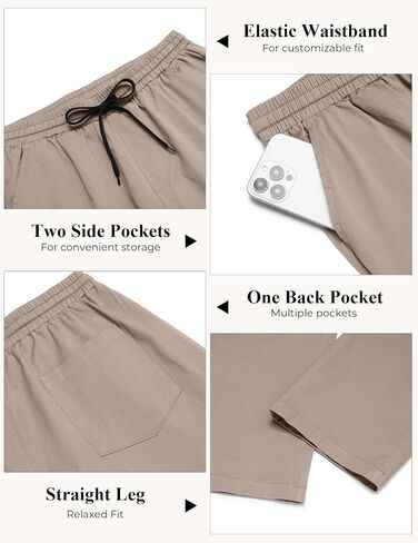 COOFANDY Men's Casual Pants Drawstring Elastic Waist Chino Pants Straight Leg Slacks Cotton Twill Trousers with Pockets in Saudi Arabia