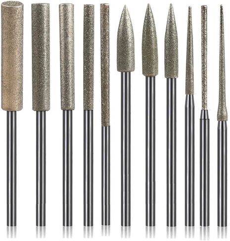 مجموعة مثقلة لتطحن Diamond Purr Lit for Dremel ، 11pcs مجموعات تلميع الأحجار الحجرية إكسسوارات مرفقات دوارة مع ساق 1/8 '' للنحت ، النقش ، الطحن ، الحجر ، الصخور ، المجوهرات ، الزجاج in Kuwait