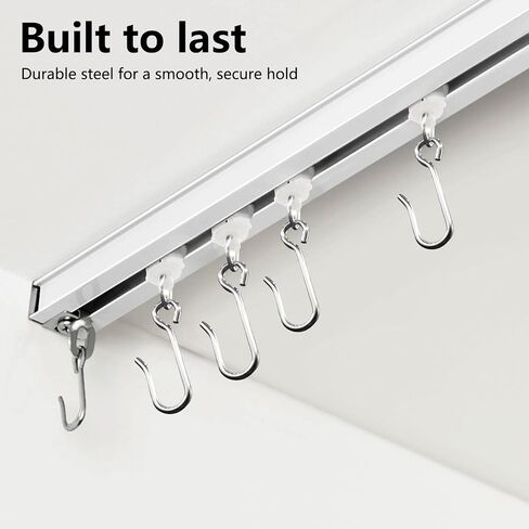 Ceiling Curtain Track Roller Hooks-Room Divider, Durable Stainless Steel Curtain Hooks with Dual Wheel,RV (15 Pack) in Saudi Arabia
