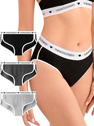 Womens Underwear Cotton Ladies Bikini Underwear Hipster Panties Soft Breathable Women Briefs Cheeky Underwear for Women 3 PCS in Saudi Arabia