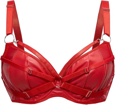 SweatyRocks Women's Grunge Punk Leather Bra Cut Out Push Up Underwire Bras in Kuwait