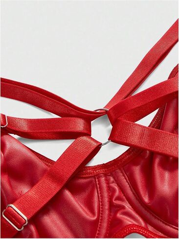 SweatyRocks Women's Grunge Punk Leather Bra Cut Out Push Up Underwire Bras in Kuwait