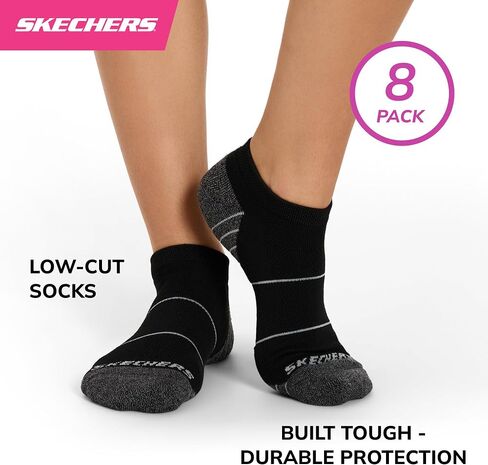 Skechers womens 8-pack Work Collection Low Cut Socks, Extended Cushion & Mesh Ventilation in Saudi Arabia