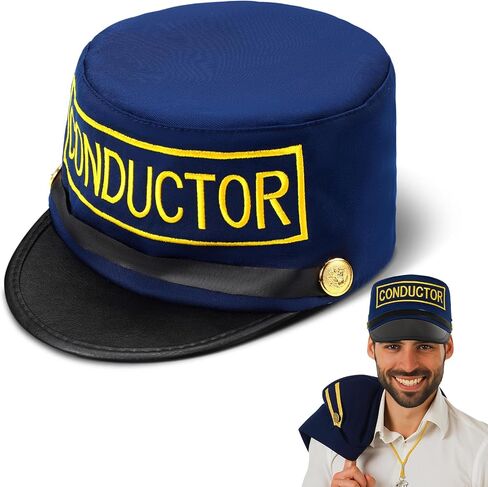 Newcotte 4 Pcs Halloween Train Conductor Hats Engineer Hats Polar Party Gifts Favors Bulk Christmas Train Conductor Costume in Saudi Arabia