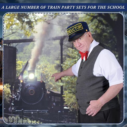 Newcotte 4 Pcs Halloween Train Conductor Hats Engineer Hats Polar Party Gifts Favors Bulk Christmas Train Conductor Costume in Saudi Arabia