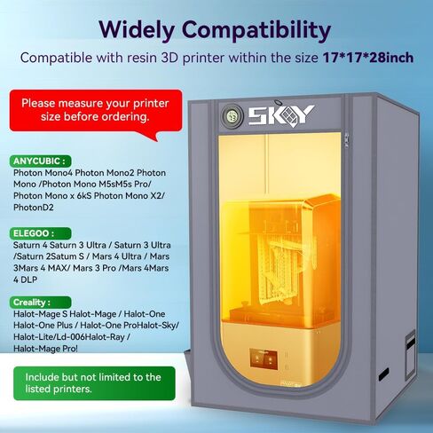 Resin 3D Printer Enclosure with Ventilation, 3D Printer Enclosure Tent Cover Eliminate Odors Dustproof Isolate Noise Compatible with Creality Anycubic Elegoo Series LCD Resin UV 3D Printer-Black in Saudi Arabia