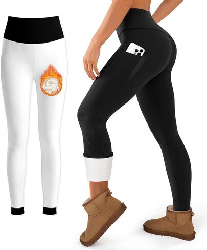 Blue Breath Fleece Lined Leggings Women-Tummy Control High Waisted Workout Thermal Warm Soft Yoga Pants in Saudi Arabia
