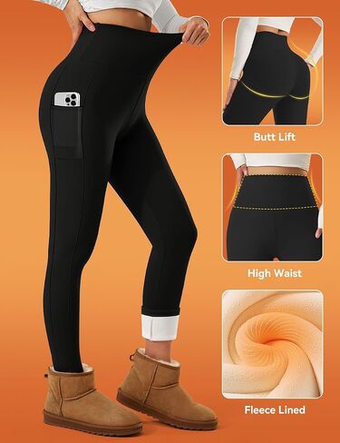 Blue Breath Fleece Lined Leggings Women-Tummy Control High Waisted Workout Thermal Warm Soft Yoga Pants in Saudi Arabia