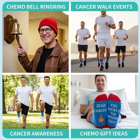 Zmart Breast Cancer Gifts - Women Men Cancer Awareness Chemo Socks for Survivors after Surgery in Saudi Arabia