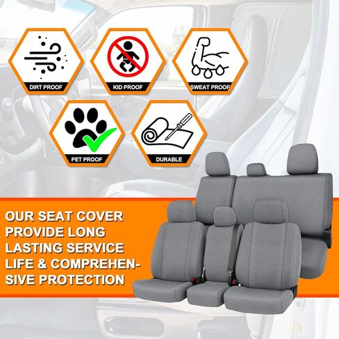 Truck Seat Cover Compatible with 2015-2019 Ford F150 2016-2019 F250-F550 Front 40/20/40 with Opening Armrest, Knitted Fabric Heavy Duty in Saudi Arabia