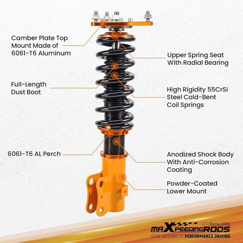 maXpeedingrods Coilovers for Subaru Forester 2009-2013, Height Adjustable Full Coilovers Suspension Kit, Shock Absorber Struts, Lowering Kit Gold in Saudi Arabia