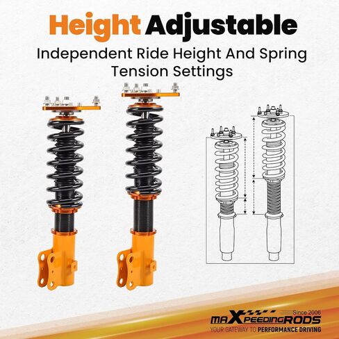 maXpeedingrods Coilovers for Subaru Forester 2009-2013, Height Adjustable Full Coilovers Suspension Kit, Shock Absorber Struts, Lowering Kit Gold in Saudi Arabia