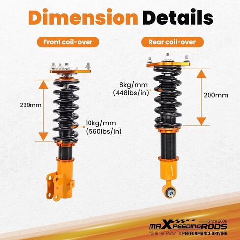 maXpeedingrods Coilovers for Subaru Forester 2009-2013, Height Adjustable Full Coilovers Suspension Kit, Shock Absorber Struts, Lowering Kit Gold in Saudi Arabia