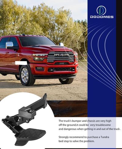 Dodomes Rear Bed Step Retractable Truck Bumper Step Replacement for Dodge Ram 1500 DT 2019 2020 2021 2022 2023 2024 2025 (New Body Style) Replaces 82215289AG 82215289AH in Kuwait