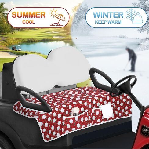 2 Pack Golf Cart Seat Covers for Women Universal Golf Cart Seat Towel Blanket with 2 Large Front Pockets & Nonskid Bottom Sport Accessories for Women 2 Person Seats in Kuwait