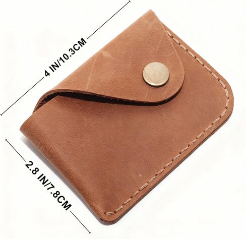Genuine Leather Card Slots Snap Button Closure Minimalist Card Case Wallet Front Pocket Card Organizer Blue in Kuwait