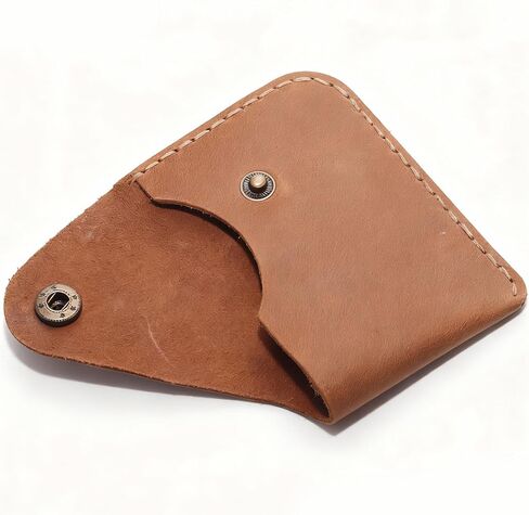Genuine Leather Card Slots Snap Button Closure Minimalist Card Case Wallet Front Pocket Card Organizer Blue in Kuwait