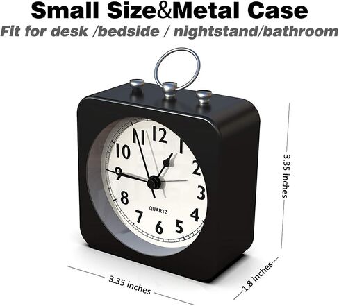 AYRELY® Battery Operated Alarm Clock with Square Metal Case,No Ticking Analog Quartz, Simple Operation for Bedroom/Travel/Desk/Kids(Green) in Kuwait