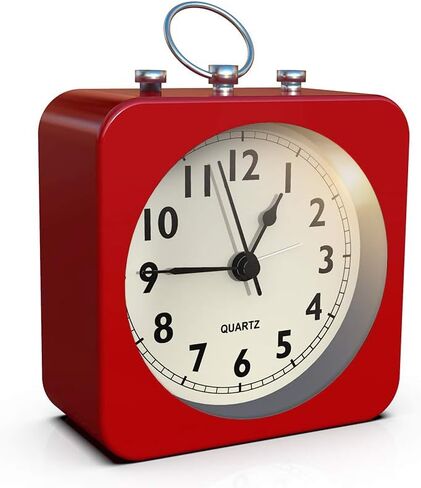 AYRELY® Battery Operated Alarm Clock with Square Metal Case,No Ticking Analog Quartz, Simple Operation for Bedroom/Travel/Desk/Kids(Green) in Kuwait