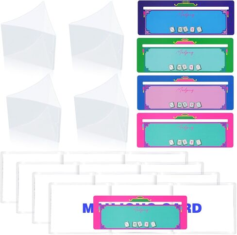 8pcs 2025 مجموعة ملحقات بطاقة Mahjong ، تشمل 4pc بطاقة Mahjong و 4pc mahjong line finder ، حامل حامي بطاقة Mahjong الشفافة ودليل قارئ خط Mahjong الملون in Kuwait