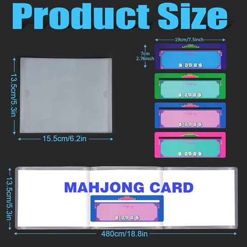 8pcs 2025 مجموعة ملحقات بطاقة Mahjong ، تشمل 4pc بطاقة Mahjong و 4pc mahjong line finder ، حامل حامي بطاقة Mahjong الشفافة ودليل قارئ خط Mahjong الملون in Kuwait