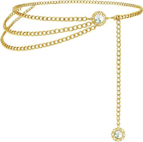 Chain Belt for Women Fashion Multilayer Metal Waist Chain Dress Belt Adjustable in Saudi Arabia