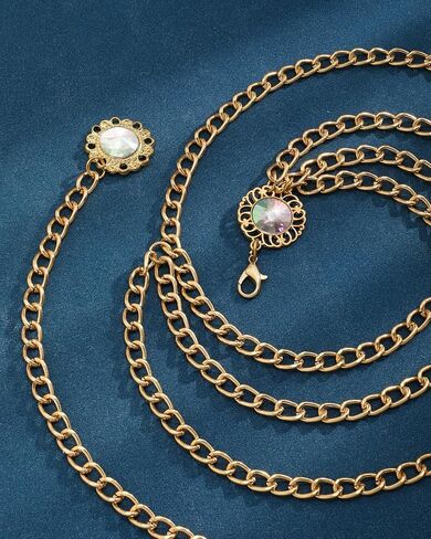 Chain Belt for Women Fashion Multilayer Metal Waist Chain Dress Belt Adjustable in Saudi Arabia