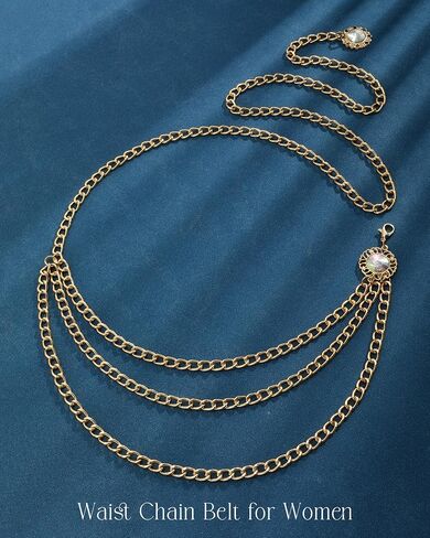 Chain Belt for Women Fashion Multilayer Metal Waist Chain Dress Belt Adjustable in Saudi Arabia