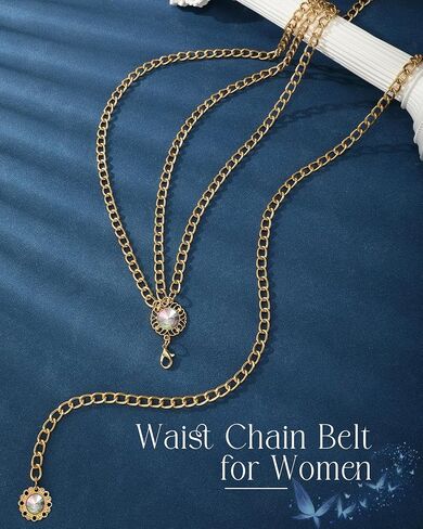 Chain Belt for Women Fashion Multilayer Metal Waist Chain Dress Belt Adjustable in Saudi Arabia