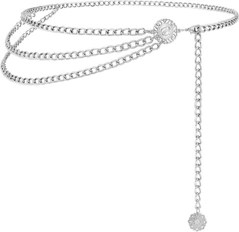Chain Belt for Women Fashion Multilayer Metal Waist Chain Dress Belt Adjustable in Kuwait
