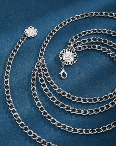 Chain Belt for Women Fashion Multilayer Metal Waist Chain Dress Belt Adjustable in Kuwait
