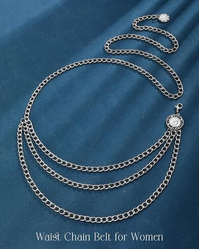 Chain Belt for Women Fashion Multilayer Metal Waist Chain Dress Belt Adjustable in Kuwait