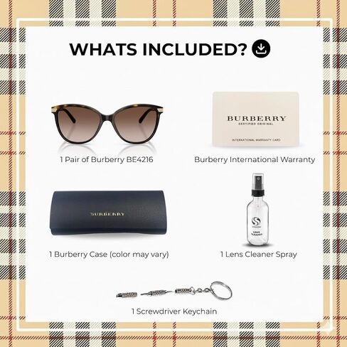 BURBERRY BE4216 نظارة شمسية من الأسيتات على شكل عين القطة مع طقم نظارات فاخر in Saudi Arabia