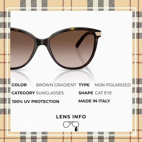 BURBERRY BE4216 نظارة شمسية من الأسيتات على شكل عين القطة مع طقم نظارات فاخر in Saudi Arabia
