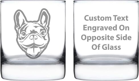 Happy Frenchie - Whiskey Rocks Glass - Unique French Bulldog Themed Gifts or Party Decor for Women and Men - 10.25 Oz in Kuwait