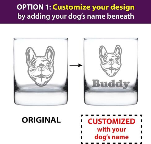 Happy Frenchie - Whiskey Rocks Glass - Unique French Bulldog Themed Gifts or Party Decor for Women and Men - 10.25 Oz in Kuwait