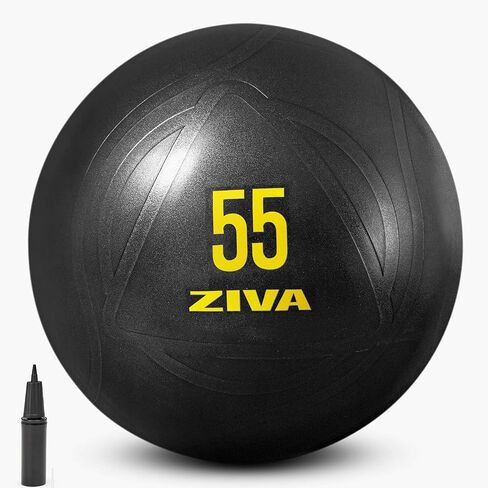 Ziva Anti Burst Core Fitness Exercise Ball - Professional Grade Slip Resistant Yoga Ball for Stability Balance - Includes Hand-Pump - Multiple Sizes Colors, 55-75cm in Saudi Arabia