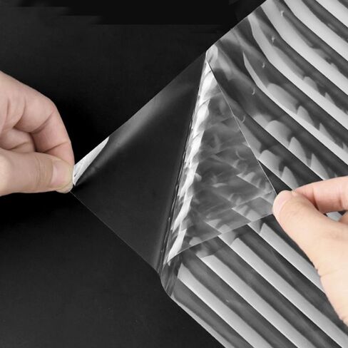 Reeded Privacy Window Film, Frosted Glass Vinyl, 3D Decorative Window Decals Non Adhesive for Bathroom, Living Room（23.62inX118.11in） in Saudi Arabia