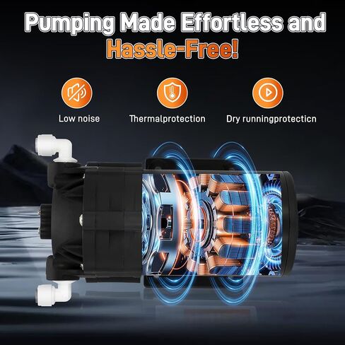 2025 Upgraded Betollo 6800 Booster Pump Kit, Suitable for Household Reverse Osmosis Water Filtration System Standards or Manifolds up to 100 GPD,Bring a High-Voltage Switch in Saudi Arabia