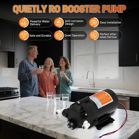 2025 Upgraded Betollo 6800 Booster Pump Kit, Suitable for Household Reverse Osmosis Water Filtration System Standards or Manifolds up to 100 GPD,Bring a High-Voltage Switch in Saudi Arabia