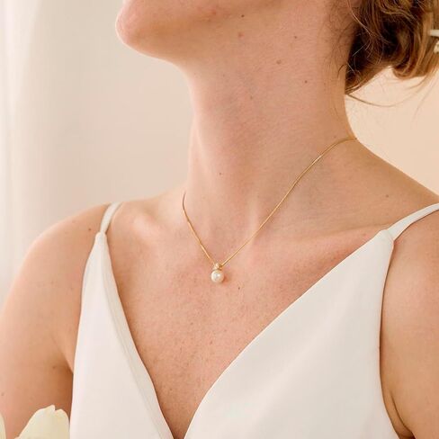 Pearl Necklace 4MM Dainty Round Imitation Pearl Necklaces,White Pearls Choker Necklace for Women Bridesmaid Wedding Jewelry Gifts in Saudi Arabia