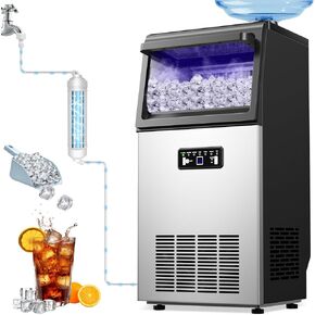 Countertop Ice Maker 26lbs/24H Portable Ice Machine with 2 Sizes of Ice Cubes, 9 Ice Cubes in 8 Mins, Stainless Steel Design Ice Scoop & Basket Included Self-Cleaning for Home, Kitchen, Bar, RV in Saudi Arabia