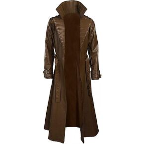 SpazeUp Costume 5 Cosplay Maroon Leather Trench Coat Men - Costume 4 Black Leather Gothic Hooded Jacket Coat in Kuwait
