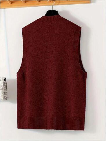 OYOANGLE Women's Split Hem Crew Neck Basic Sweater Vest Sleeveless Pullover Sweater Tank Tops in Saudi Arabia