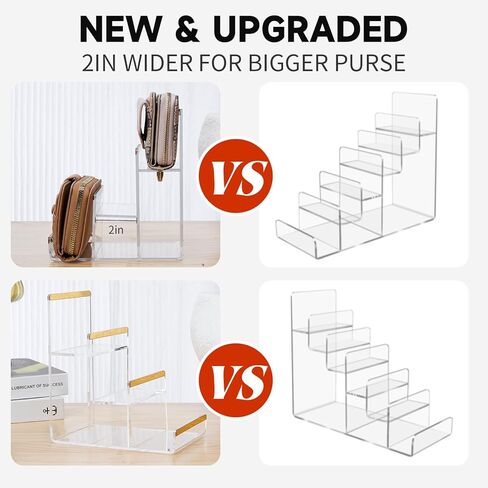 حوامل عرض المحفظة، 2 حزمة من 4 طبقات من حامل المحفظة الأكريليك، حامل عرض لحقيبة اليد بمسافات 2 بوصة، منظم محفظة بسمك 4 مم لبائع التجزئة للنظارات الشمسية in Kuwait